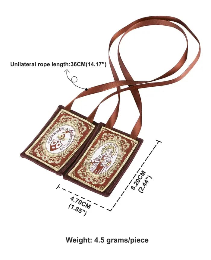 Catolicos-Collier Lady of Mount Carmel, Médaille Scapulaire, Coeur Imsonulé Escapularios, Marron, Cadeau Religieux et Dévotionnel