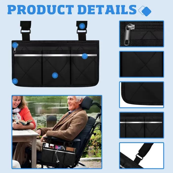 Sac d'accoudoir latéral pour fauteuil roulant