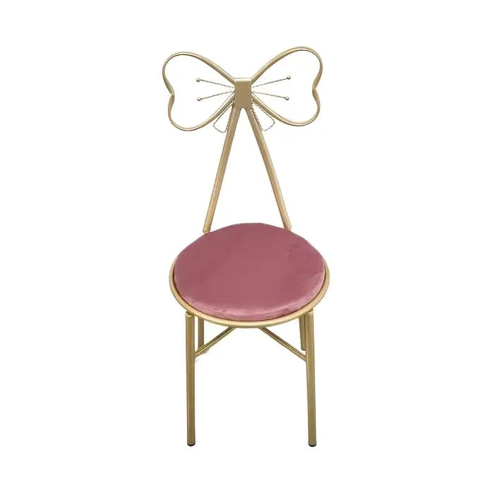 Tabouret de maquillage, tabouret de maquillage, moderne et simple, avec bretelles, coussin de siège, chaise de bureau avec nœud papillon, chaise ergonomique rose