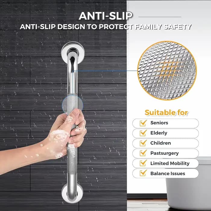 Barre d'appui de douche en acier inoxydable pour personnes âgées