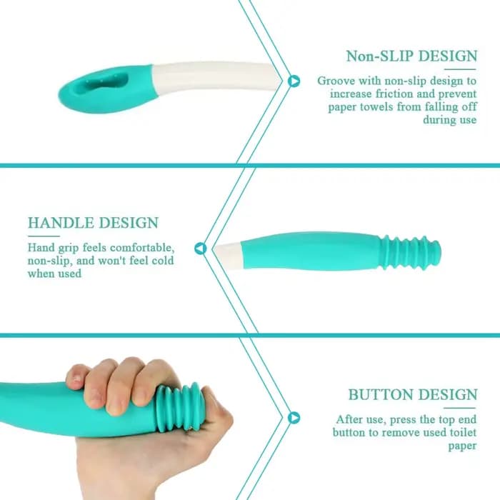 Untior nouvel outil d'aide aux toilettes baguette fesses inférieures sûre facile longue portée nettoyage hygiénique réduit la fatigue-essentiel de sécurité de la salle de bain