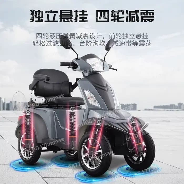 Déambulateur électrique à 4 roues de 500 W - Scooter pliable rapide pour personnes âgées et handicapées