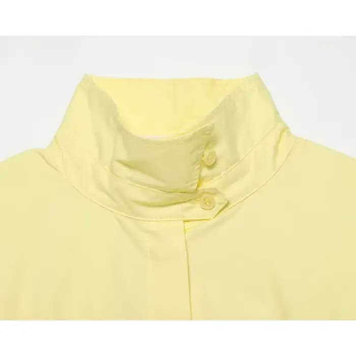 Chemisiers à col montant pour femmes Nouveauté Été 2026 Décontracté Manches bouffantes Couleur unie Chemisiers et blouses élégants pour femmes Hauts chics pour dames