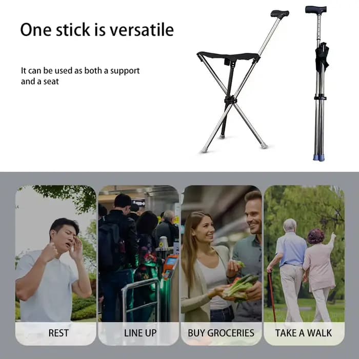 Chaise de béquille pliable d'extérieur pour personnes âgées