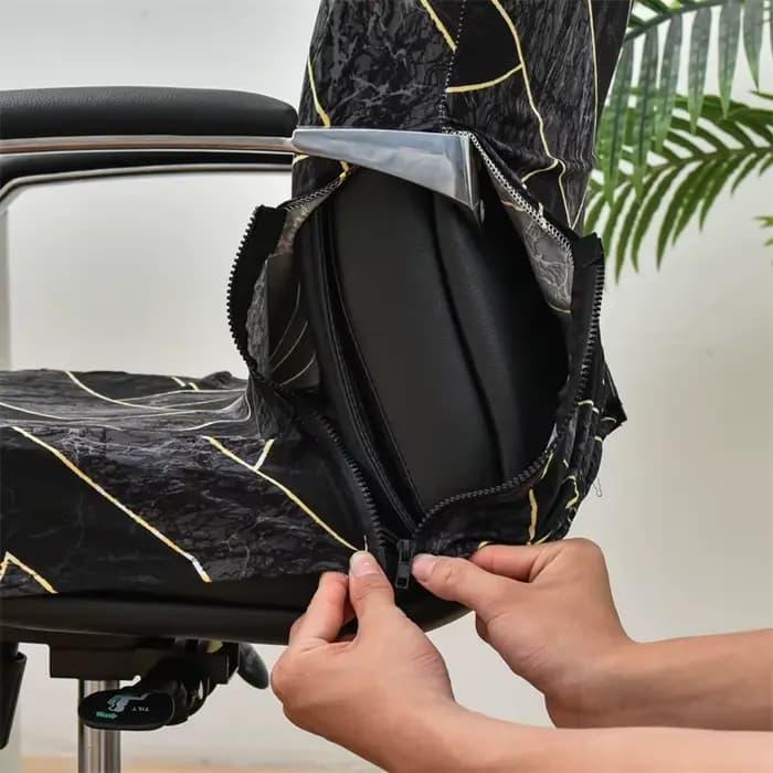 Housse de chaise de bureau élastique, 1 pièce, imprimé géométrique, pour chaises de jeu, siège d'ordinateur rotatif et pivotant, pour Bar Internet et maison