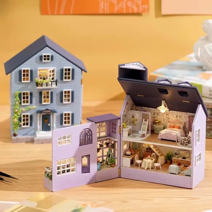 Kit de maison de poupée Miniature en bois, bricolage, assemblage mignon fait à la main, Mini modèle de maison, jouet de décoration, cadeau de Festival parfait pour les filles