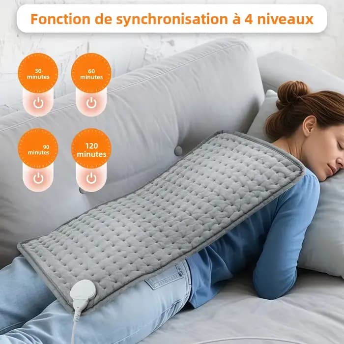 Coussinets chauffants électriques 30x60cm, pour le dos, le cou, les épaules, le bureau, la maison, couverture chaude d'hiver lavable, 4 minuteries, 9 contrôle de la température