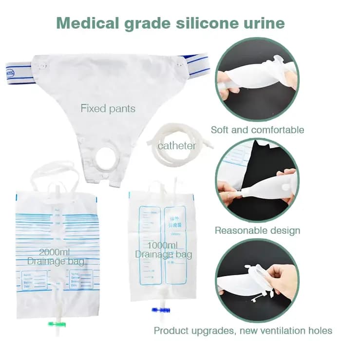 Collecteur d'urine en silicone hypoallergénique pour adultes