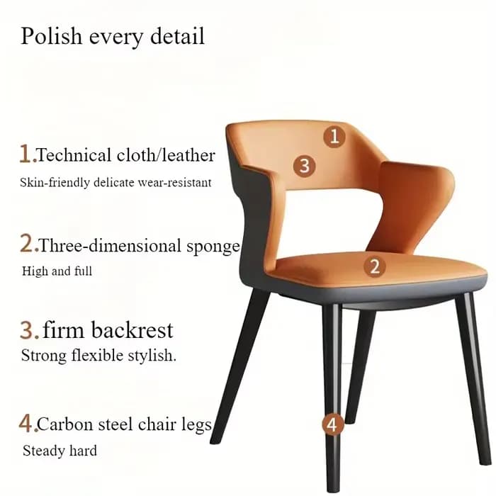 Chaise de salle à manger en cuir de Style français avec dossier, Design creux, adaptée au Clubhouse, hôtel, Restaurant occidental, café, 1 pièce