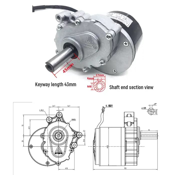 Moteur brossé DC 24v pour fauteuils roulants