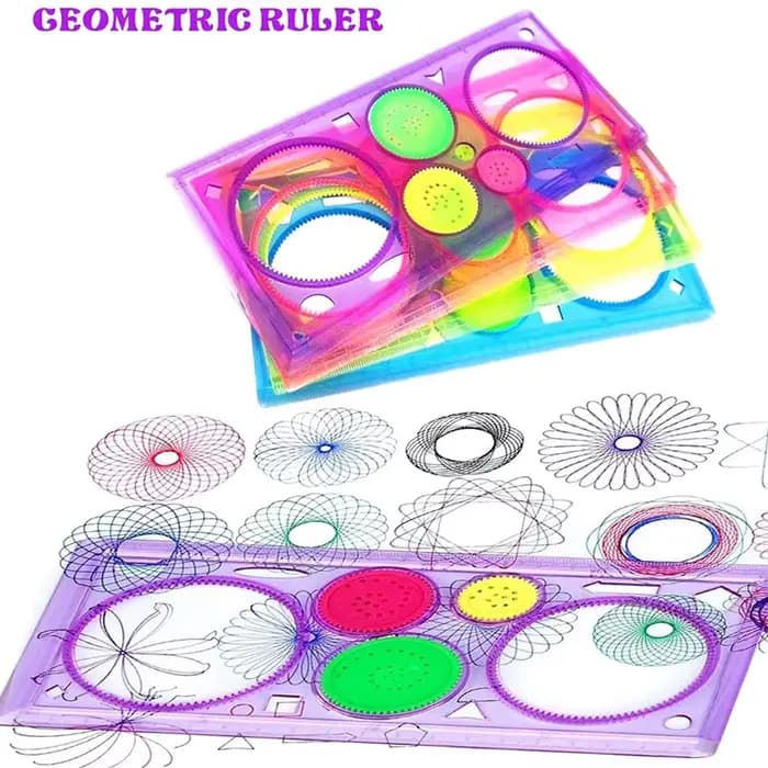 Ensemble de pochoirs de dessin de spirographe géométrique, modèle de peinture, règle, artisanat d'art créatif, jouet éducatif pour enfants, cadeau pour filles et garçons