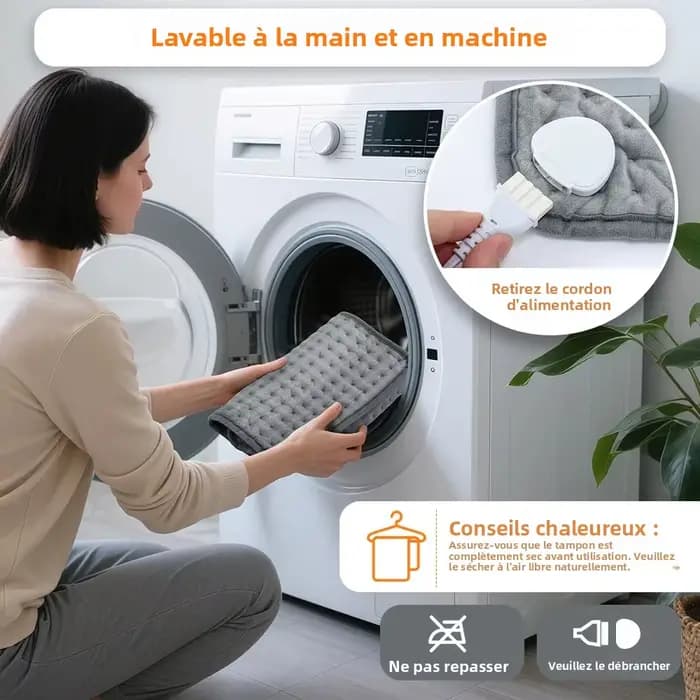 Coussinets chauffants électriques 30x60cm, pour le dos, le cou, les épaules, le bureau, la maison, couverture chaude d'hiver lavable, 4 minuteries, 9 contrôle de la température