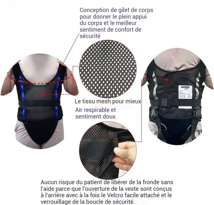 Ehucon Harnais de marche rembourré confortable pour patient