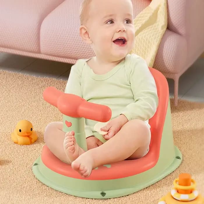 Chaise de bain antidérapante à bord rond pour bébé, dossier confortable, siège de bain pour bébé, accoudoir Portable, siège de douche pour bébé, artefact de bain