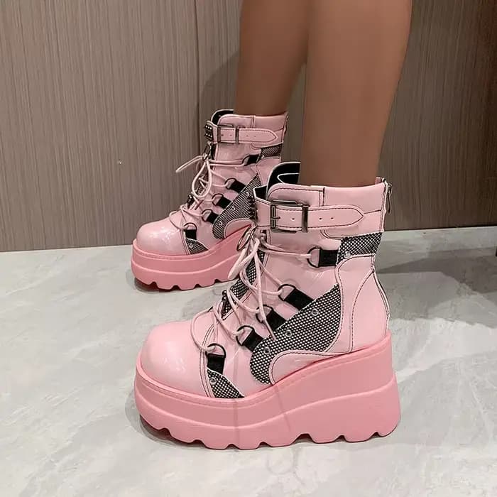 Bottines à plateforme et talons hauts pour femme, chaussures courtes, nouveau Design à la mode, fermeture éclair, Cosplay, automne 2024