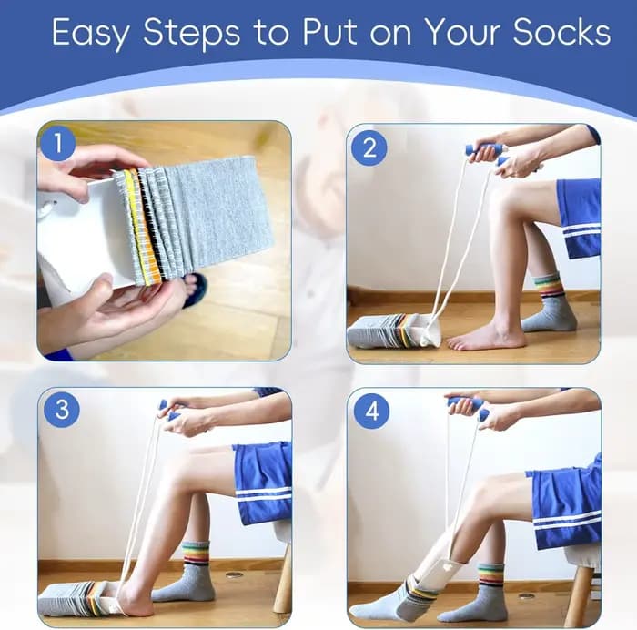 Aide à la pose et au retrait de chaussettes sans se pencher