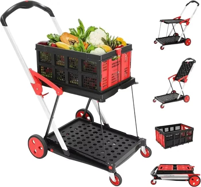 Chariot de courses pliable avec roues