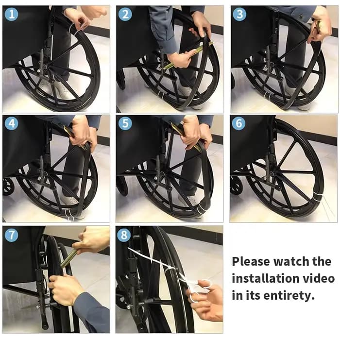 Pneu de remplacement universel pour roue arrière de fauteuil roulant