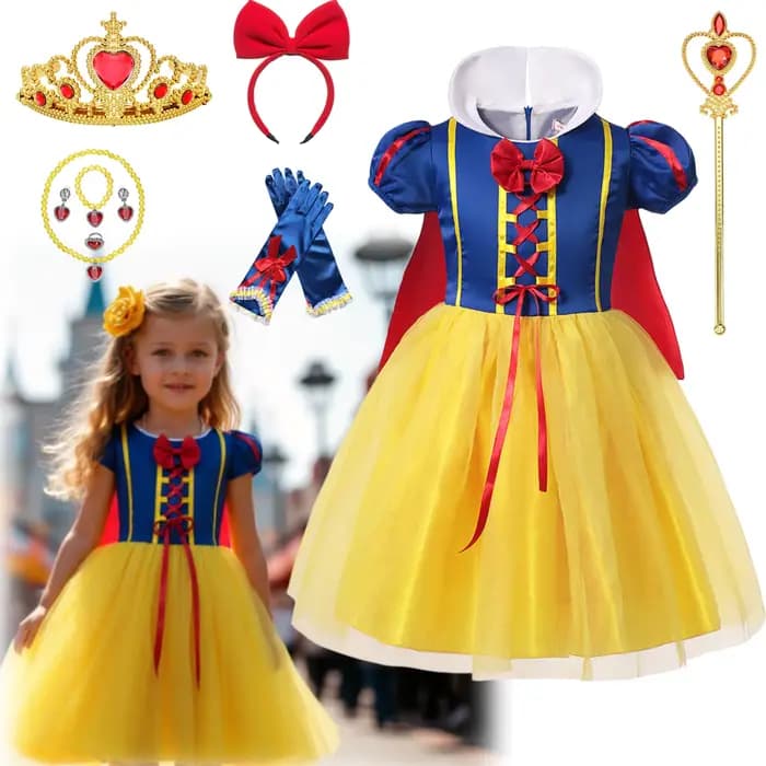 Robe de princesse Blanche-Neige pour filles, costume de fête d'Halloween, tenue de jeu de rôle pour tout-petits, enfants, vêtements de cosplay fantaisie de dessin animé