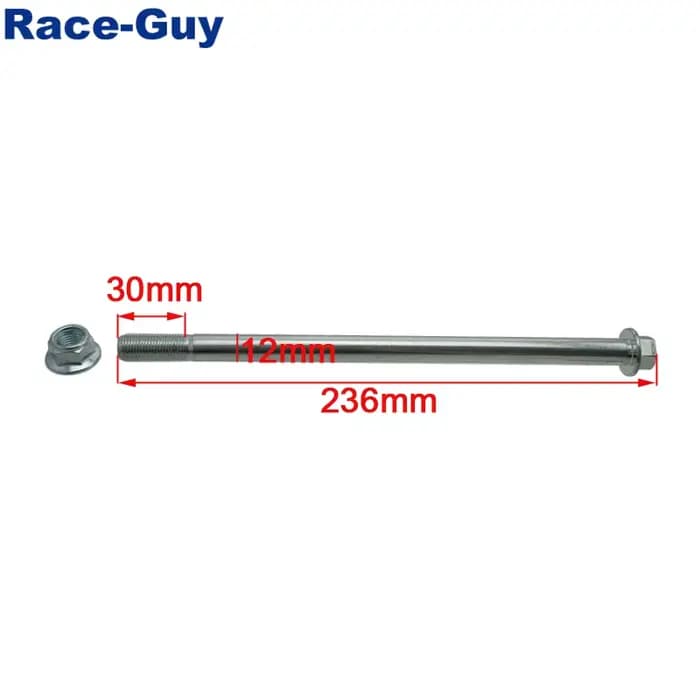 Essieu de roue M12 x 225mm pour Pit D343, 50cc, 70cc, 90cc, 110cc, 125cc, Pit Bikes, Scdoms, Imagomoteur, Moto
