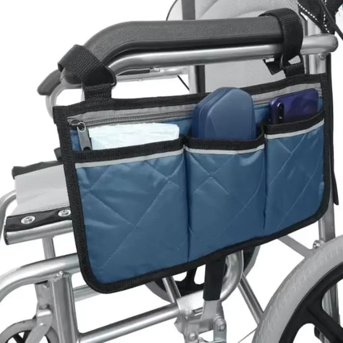 Sac de rangement latéral pour accoudoir de fauteuil roulant