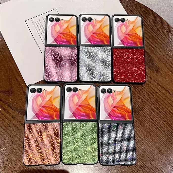 Coque de téléphone de luxe scintillante à couleur unie pour Motorola Razr 70 60 50 40 Ultra 2025 2026 + 2024, motif losanges brillants à paillettes