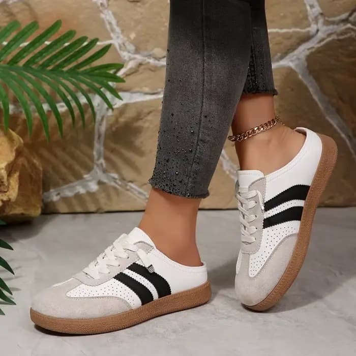 Nouvelles baskets mules pour femmes 2026 – Chaussures décontractées respirantes à lacets, antidérapantes et plates, style rétro