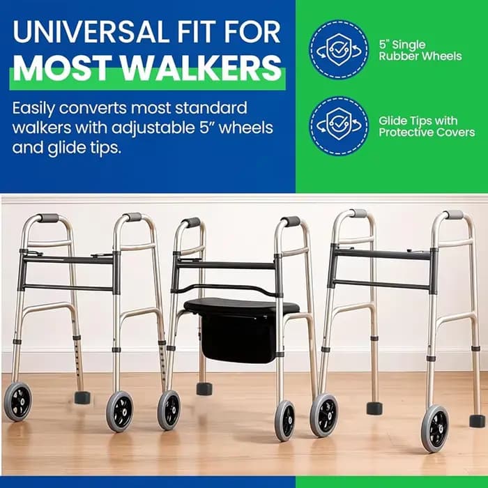 Walker Wheel 5 pouces, remplacement pour marcheurs 1 paire