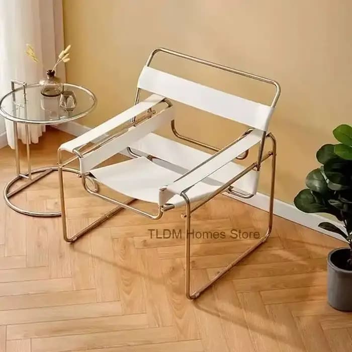 Canapé simple léger en cuir, selle de luxe, Style acier inoxydable, chaise paresseuse pour la maison, Design