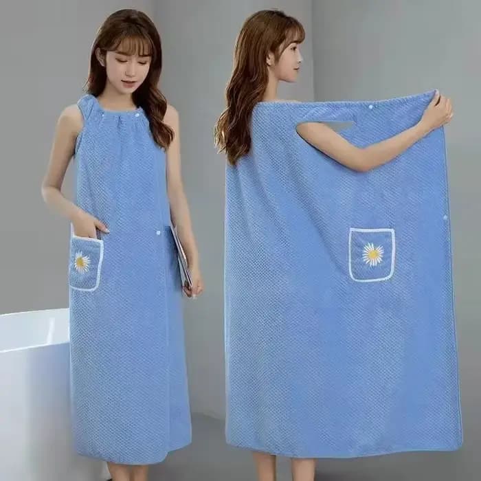 Serviette de bain pour femme, peignoir long en polyester absorbant l'eau, pour adultes, à porter comme jupe pour sécher les cheveux, lavable, pour la salle de bain