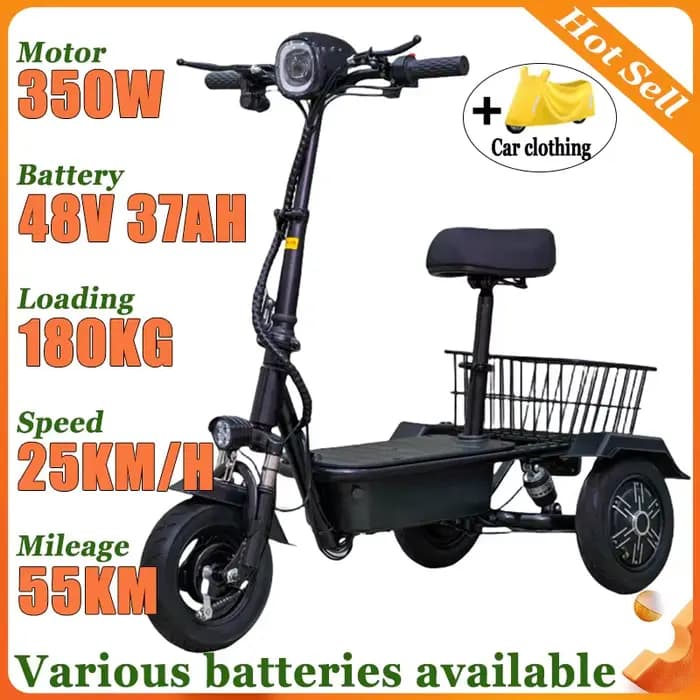 Mini adulte Portable avec panier Scooter électrique personnes âgées trajet Tricycle