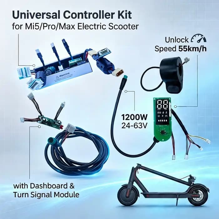 Contrôleur pour trottinette électrique Xiaomi 5, 1200W, 24-63V, ensemble de commande et de clignotants, déverrouillage du limiteur de vitesse jusqu'à 55 km/h