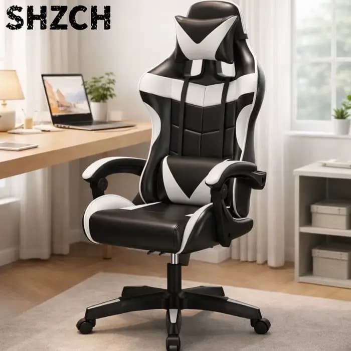 Chaise de jeu ergonomique, chaise de bureau réglable, chaise d'ordinateur pivotante, roulettes silencieuses, support lombaire, siège confortable, pour la maison