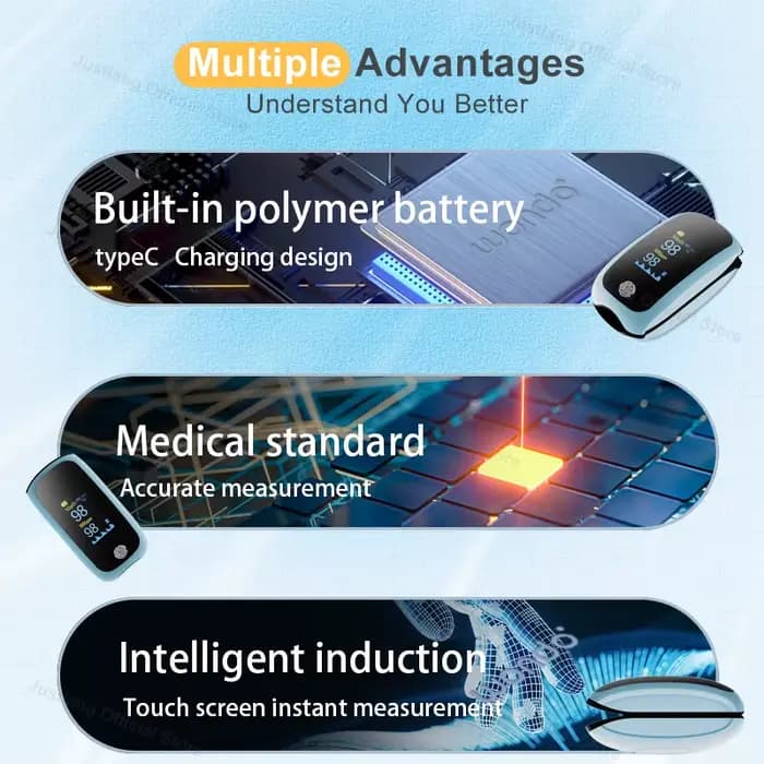 AiQUE Pro charge oxymètre de pouls au doigt moniteur SpO2 de qualité médicale