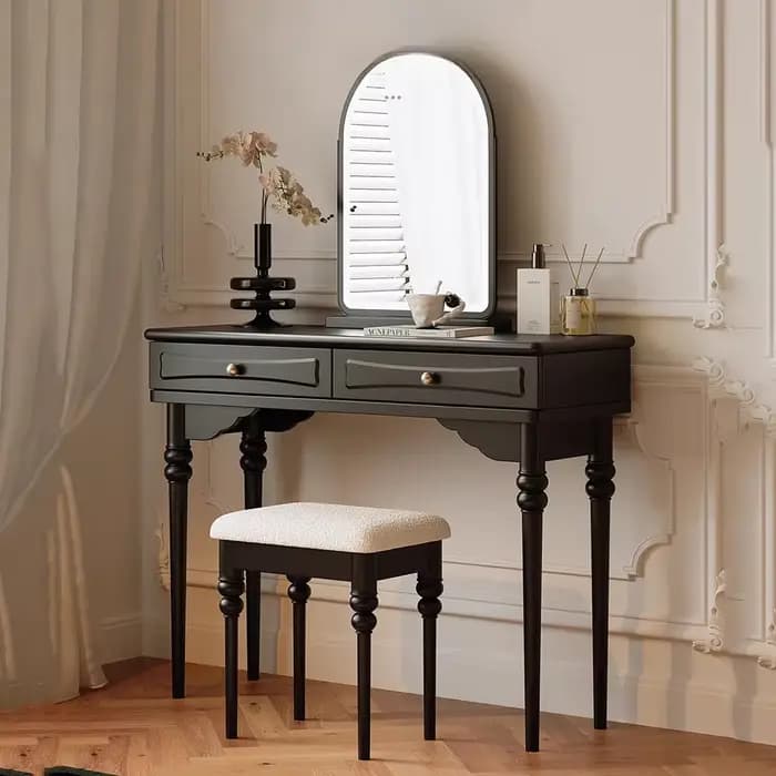 Coiffeuse d'angle pour filles, chaise noire De luxe, boîte De maquillage, tiroirs, organisateur De salle d'ongles, décoration De la maison