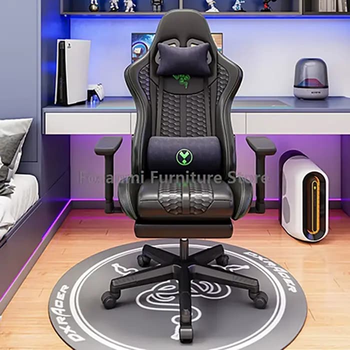 Chaise de jeu inclinable de course avec fonction à bascule, ergonomique et réglable, pour ordinateur de Gamer, de bureau, pivotante en cuir, pour PC