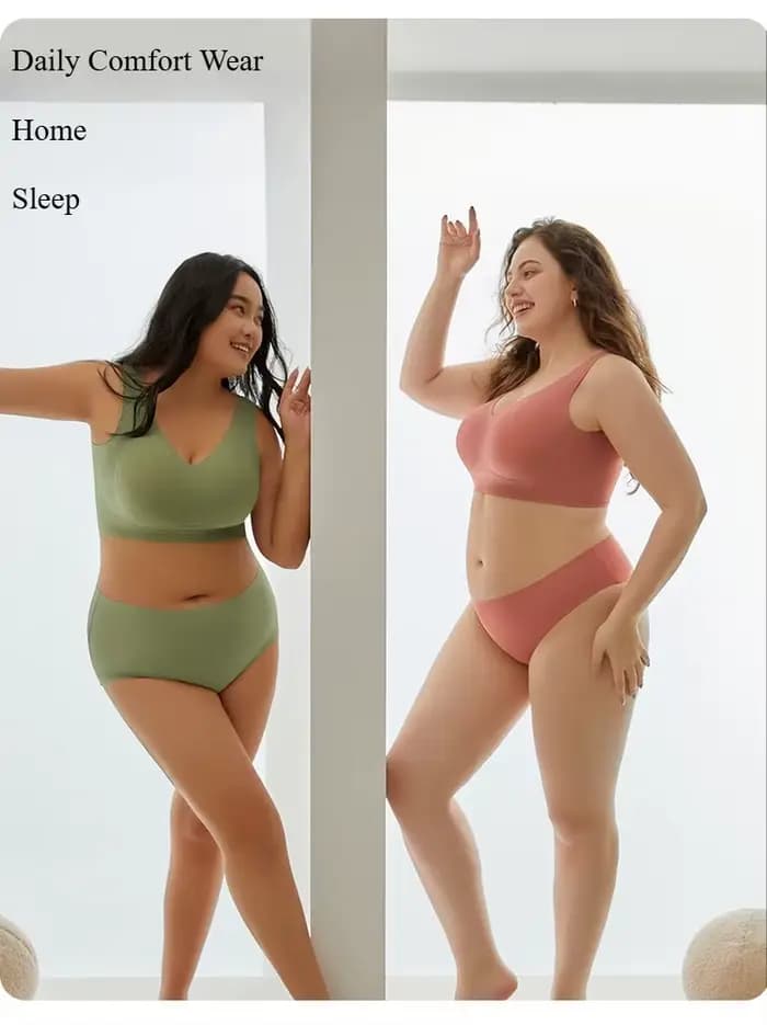Femmes confort quotidien grande taille ensembles de soutien-gorge culottes filles dodues sans couture grande poitrine petit Anti-affaissement sans fil surdimensionné rembourré soutiens-gorge