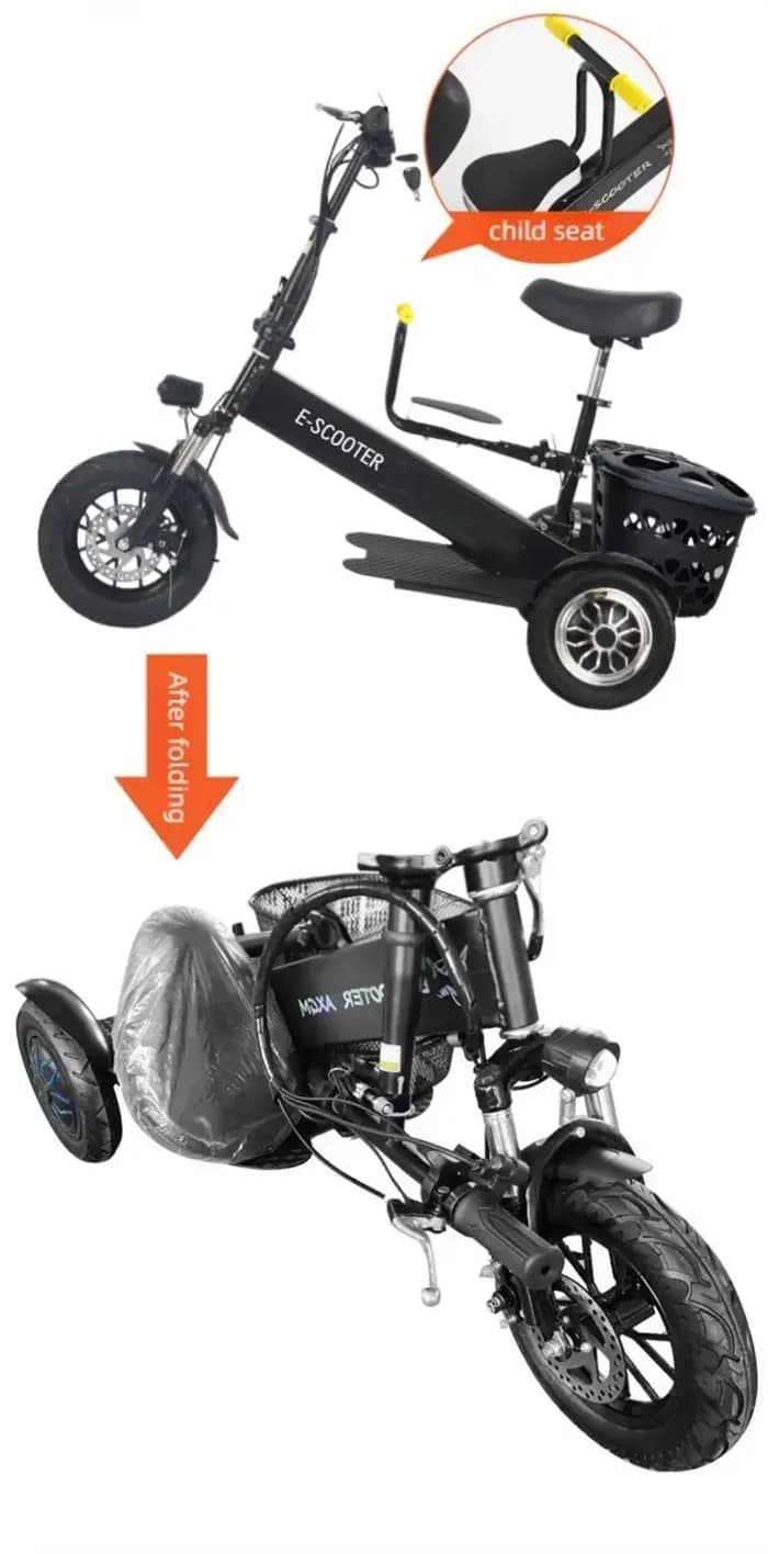 Scooter de mobilité léger pliable avec panier pour adultes