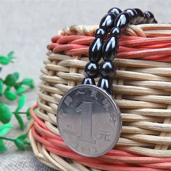 Bracelet en pierre noire magnétique pour perte de poids, avec pendentif porte-bonheur, Bracelet de thérapie à la cheville, produit pour perte de poids, soins de santé