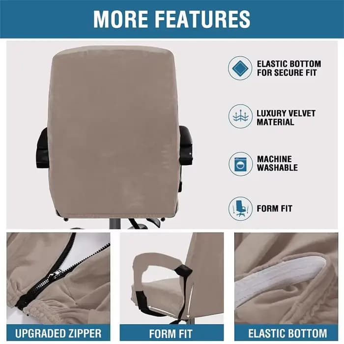 Housse de chaise de direction en velours pour ordinateur, nouvelles housses de chaise d'ordinateur en cuir, housse élastique extensible pour chaises de bureau pivotantes, 2026