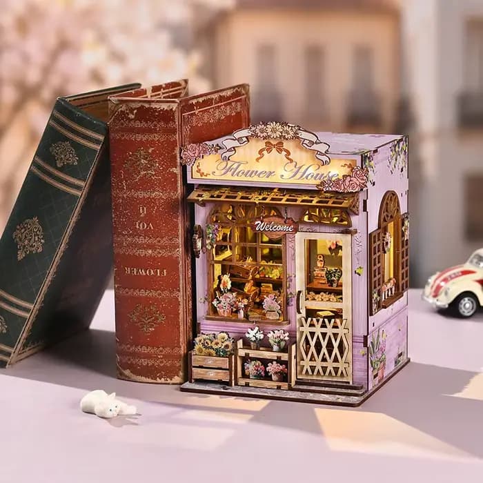 Kit de maison de poupée miniature en bois à construire soi-même, modèle de puzzle 3D, jouet pour enfants, maisonnette, kit de coin lecture, maison miniature à construire