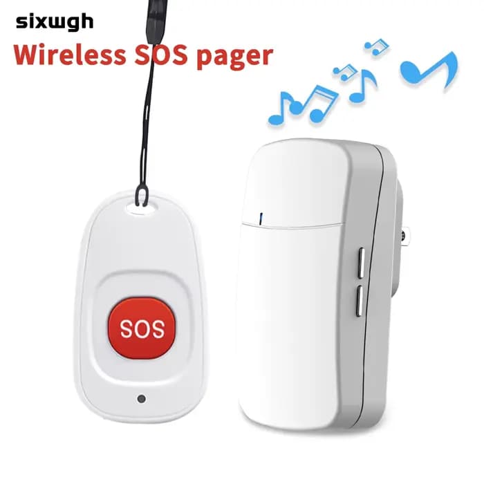 Bouton d'urgence SOS sans fil pour personnes âgées et patients – Téléavertisseur pour soignants avec aide à domicile à distance et sonnette