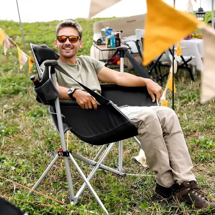 Chaise pivotante à dossier réglable en alliage d'aluminium