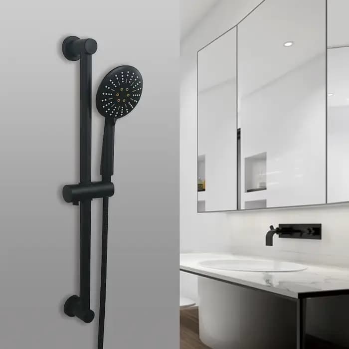 Barre de douche murale à revêtement noir