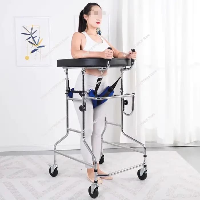 Déambulateur de rééducation pour adultes à quatre roues avec accoudoirs
