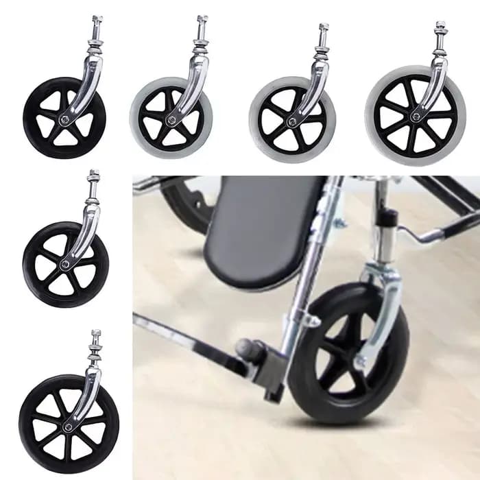 Roulette avant antidérapante pour fauteuil roulant en caoutchouc