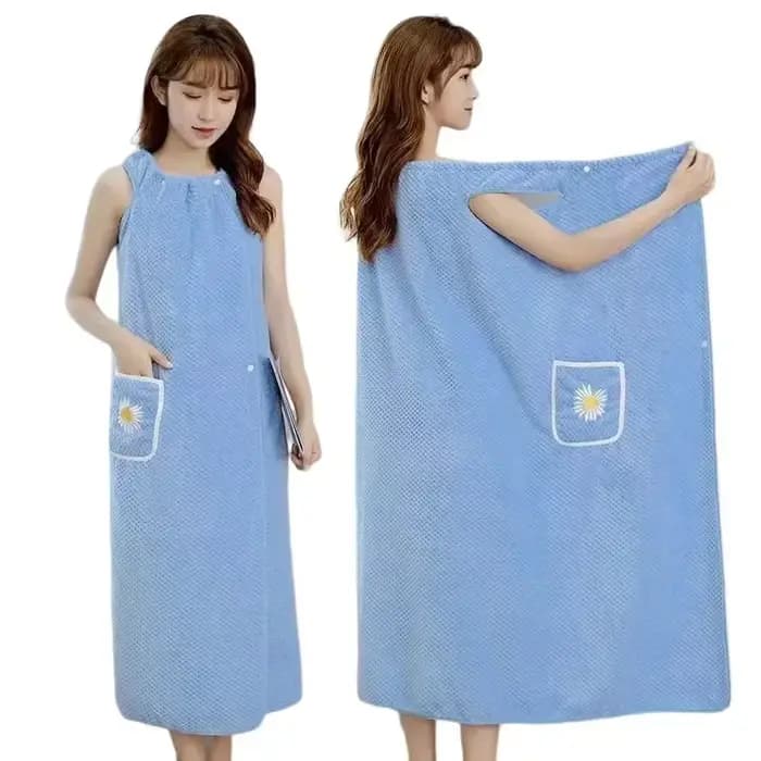 Serviette de bain pour femme, peignoir long en polyester absorbant l'eau, pour adultes, à porter comme jupe pour sécher les cheveux, lavable, pour la salle de bain