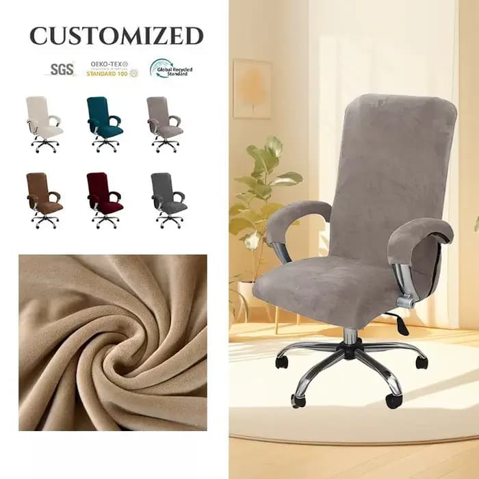 Housse de chaise de direction en velours pour ordinateur, nouvelles housses de chaise d'ordinateur en cuir, housse élastique extensible pour chaises de bureau pivotantes, 2026