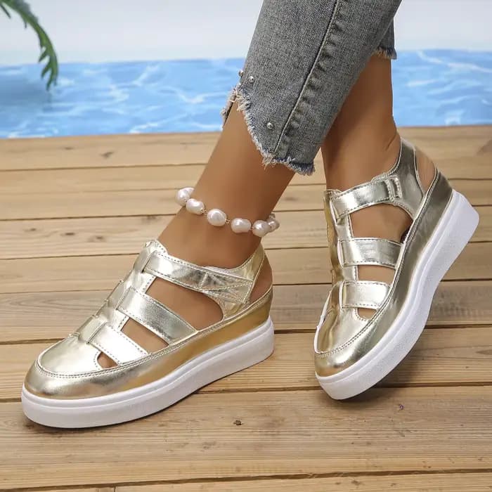 Femmes sandales nouvel été talons compensés plate-forme sandales femmes évider gladiateur sandales respirant semelle épaisse chaussures pour les femmes