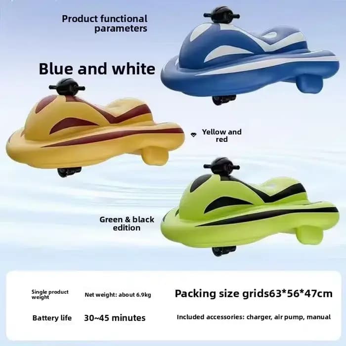 Scooter aquatique gonflable motorisé – Planche de surf motorisée avec poignée de direction pour adultes et usage domestique, pour la piscine/le lac